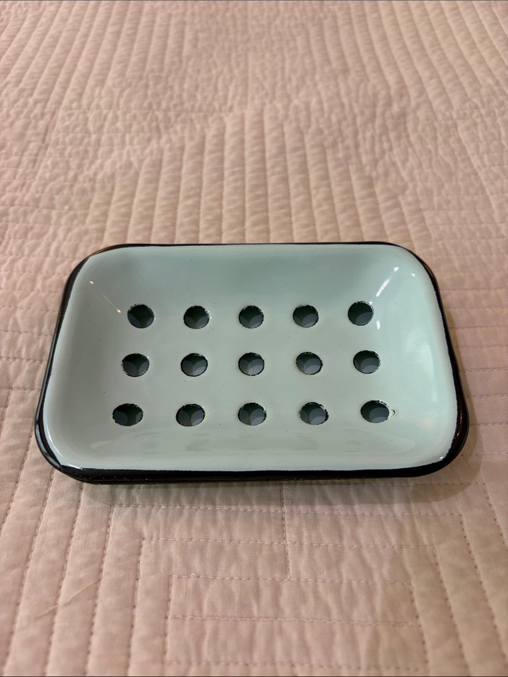 Ceramic Teal Soap Dish with Black Trim